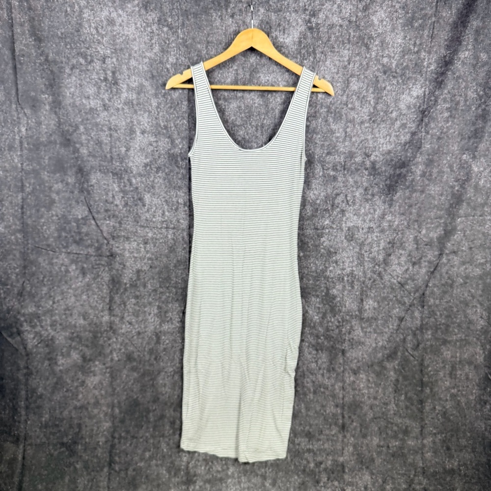 Guess Black and White Striped Midi Dress